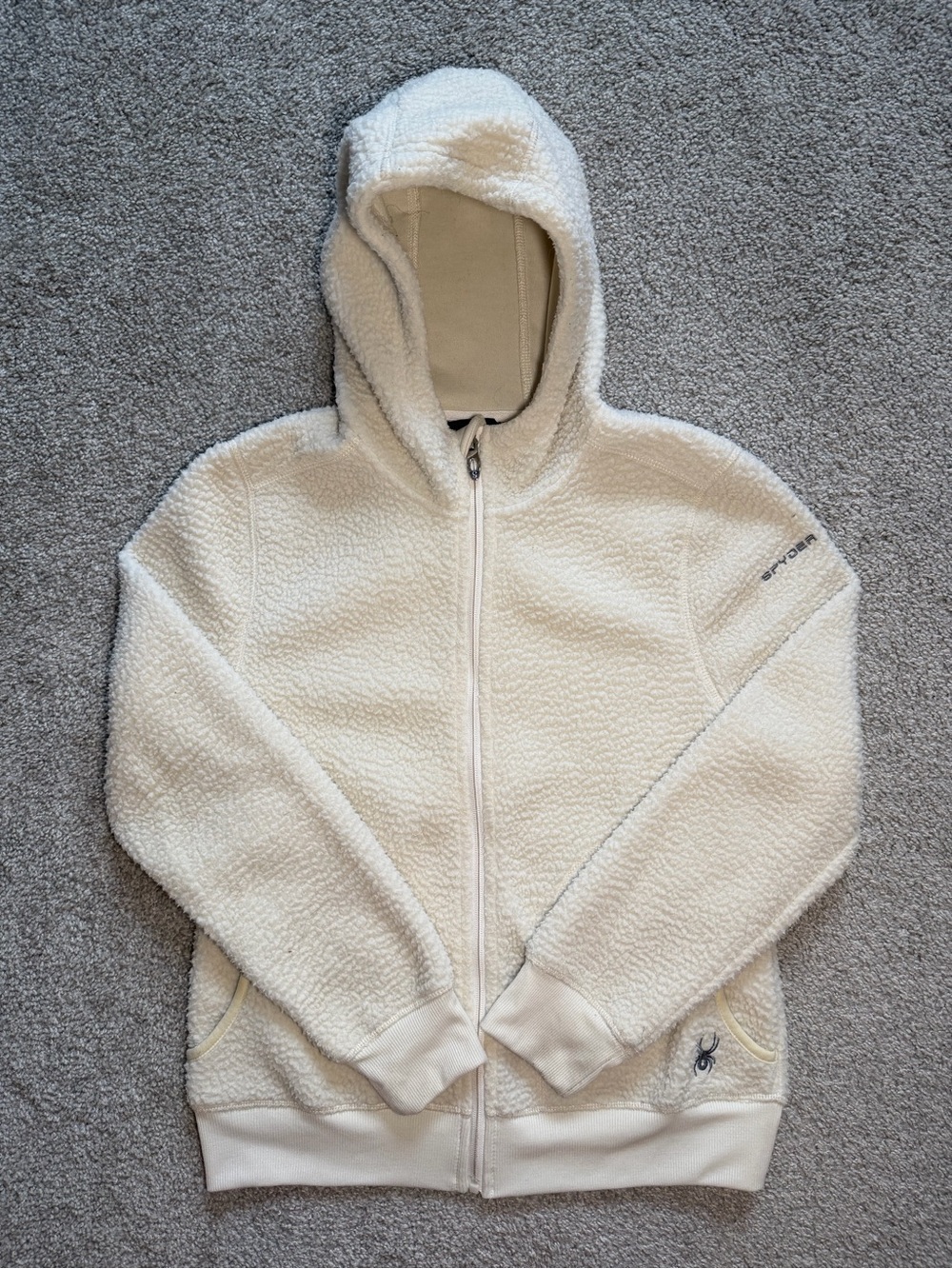 Spyder Cream Sherpa Fleece Full Zip Hoodie